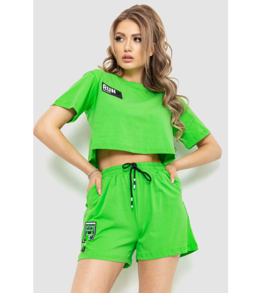Костюм жіночий повсякденний футболка+шорти, колір світло-зелений, 198R125