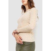 Кофта жіноча в рубчик, колір світло-бежевий, 204R015