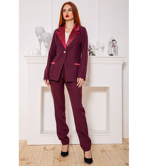 Женский костюм брюки + пиджак, вишневого цвета, 104R1285