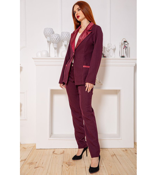 Жіночий костюм штани + піджак, вишневого кольору, 104R1285