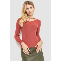 Кофта женская в рубчик, цвет темно-коралловый, 204R037