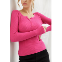 Кофта жеснкая базовая в рубчик, цвет фуксия, 204R002