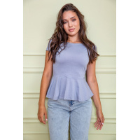 Летняя блуза с рюшей серого цвета 167R224