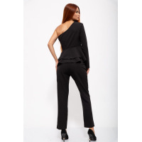 Нарядний жіночий костюм штани + блуза чорного кольору 131R19060W