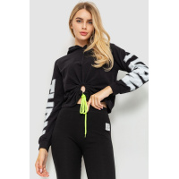 Свитшот женский с принтом укороченный, цвет черный, 117R2501