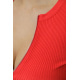 Кофта женская на молнии в рубчик, цвет красный, 204R003