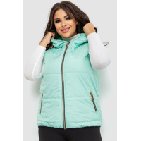 Жилетка женская с капюшоном однотонная, цвет мятный, 102R353