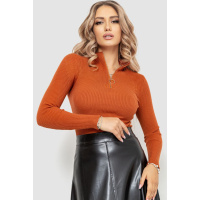Кофта женская в рубчик, цвет терракотовый, 204R041