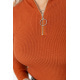 Кофта женская в рубчик, цвет терракотовый, 204R041