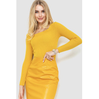 Кофта женская в рубчик, цвет горчичный, 204R054