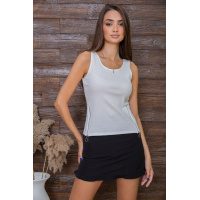 Майка женская, с декоративными молниями, белого цвета, 180R232