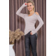 Женский свитер с открытыми плечами, светло-бежевого цвета, 131R9068