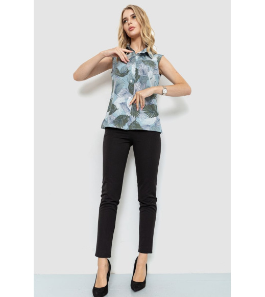 Блуза без рукавів з принтом, колір джинс, 102R068-7