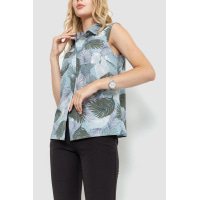 Блуза без рукавов с принтом, цвет джинс, 102R068-7