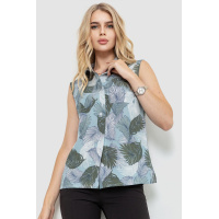 Блуза без рукавов с принтом, цвет джинс, 102R068-7