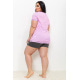 Жіноча піжама в смужку, колір рожево-сірий, 219RF-031