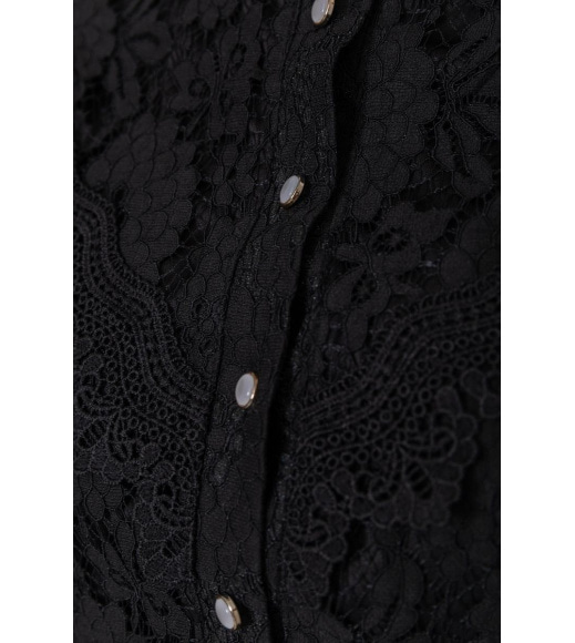 Блуза женская на пуговицах гипюровая, цвет черный, 204R157