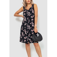 Сукня-халат жіночий з квітковим принтом на ґудзиках, колір чорний, 102R349