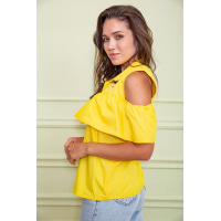 Нарядна блуза з рюшею жовтого кольору 172R23-1