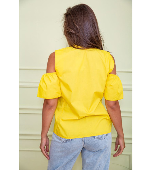 Нарядная блуза с рюшей желтого цвета 172R23-1