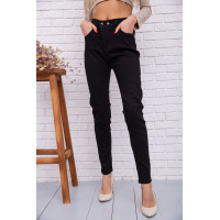 Женские стрейчевые джинсы американки черного цвета 131R2023