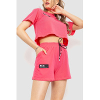Костюм жіночий повсякденний футболка+шорти 198R2014, колір рожевий, 198R124