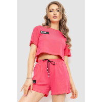 Костюм женский повседневный футболка+шорты, цвет розовый, 198R124