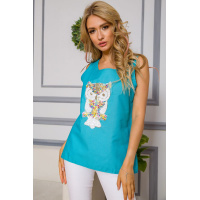 Женская майка, мятного цвета с пайетками, 172R204