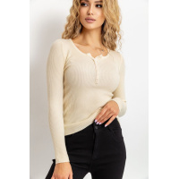 Кофта жеснкая базовая в рубчик, цвет кремовый, 204R002