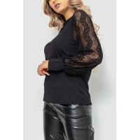 Блуза женская в рубчик, цвет черный, 204R07