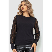 Блуза женская в рубчик, цвет черный, 204R07