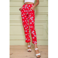 Женские бриджи на резинке красного цвета в принт 172R66