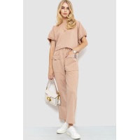 Костюм женский повседневный однотонный, цвет бежевый, 115R0447-1