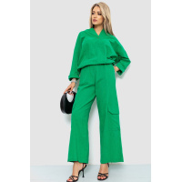 Костюм женский свободнго кроя жатка, цвет зеленый, 115R0530