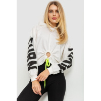 Свитшот женский с принтом укороченный, цвет молочный, 117R2501