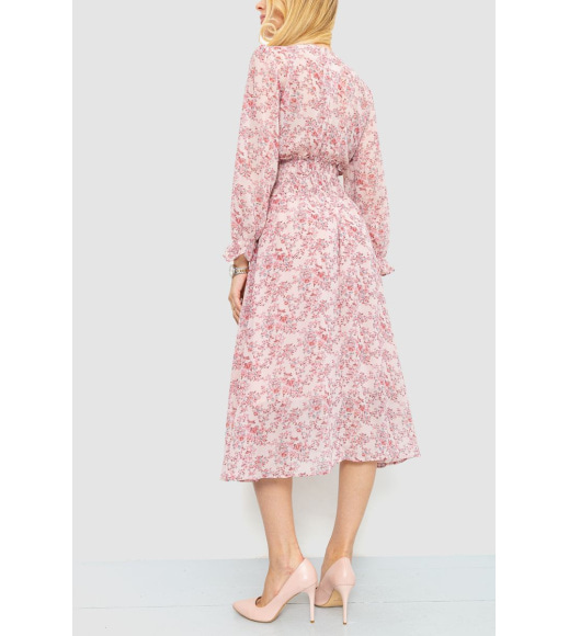 Сукня шифонова з квітковим принтом, колір рожевий, 214R6112