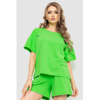 Костюм женский повседневный футболка+шорты, цвет светло-зеленый, 198R2013