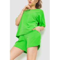 Костюм женский повседневный футболка+шорты, цвет светло-зеленый, 198R2013