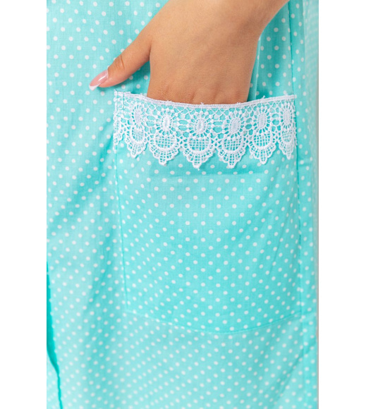 Жіночий халат в горох, колір бірюзовий, 102R346
