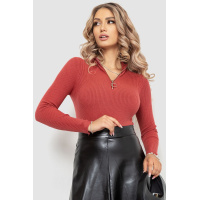 Кофта женская в рубчик, цвет темно-коралловый, 204R041