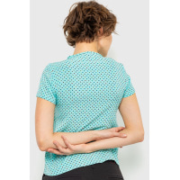 Блуза в горох, цвет бирюзовый, 230R112-7