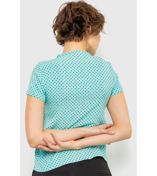 Блуза в горох, цвет бирюзовый, 230R112-7