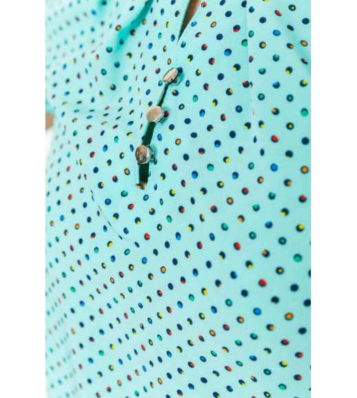 Блуза в горох, колір бірюзовий, 230R112-7