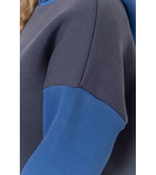 Худи женский на флисе, цвет серо-синий, 102R312
