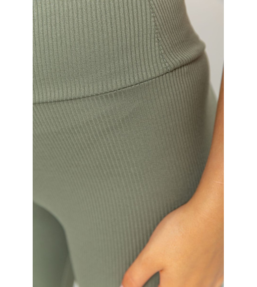 Лосини жіночі в рубчик, колір темно-оливковий, 205R606-1