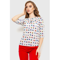 Блуза с принтом, цвет молочно-синий, 230R1121