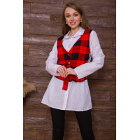 Женская рубашка с декором, бело-красного цвета, 119R321