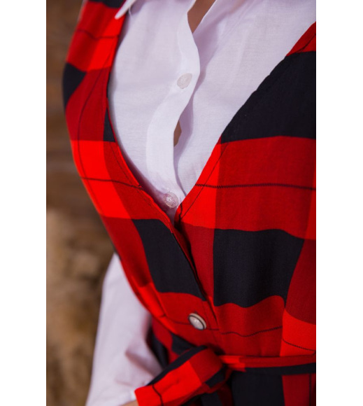 Женская рубашка с декором, бело-красного цвета, 119R321