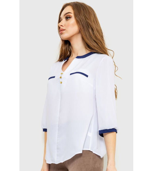Блуза класична, колір біло-синій, 230R051