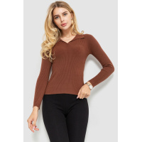 Кофта женская в рубчик, цвет шоколадный, 204R015